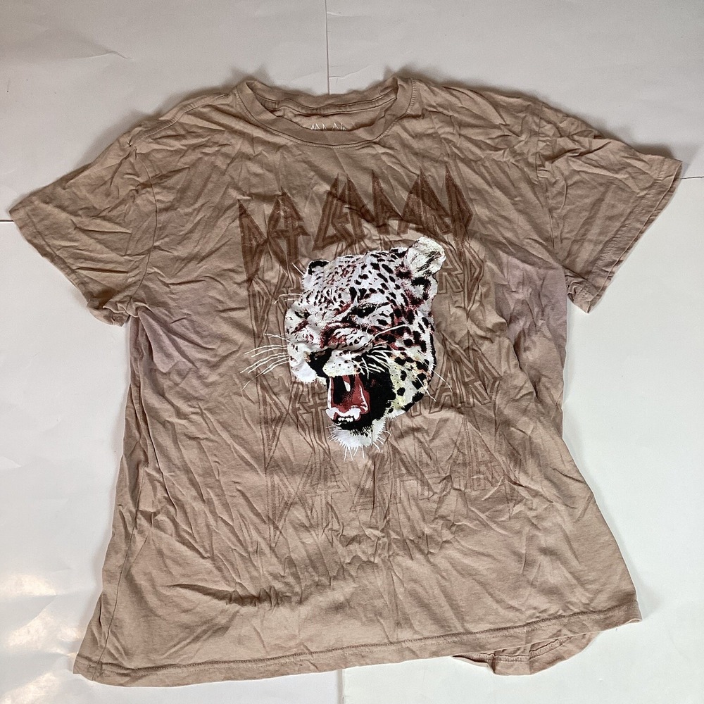 Def Leppard Womens T Shirt Top Sz 2XL Short Sleeve Crew Neck Discoloration